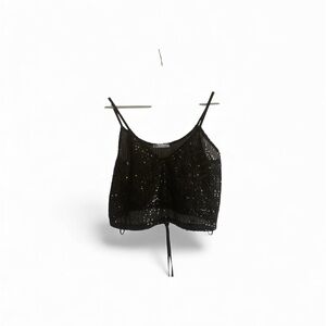 Zara Black Sequin Camisole Top Size Small